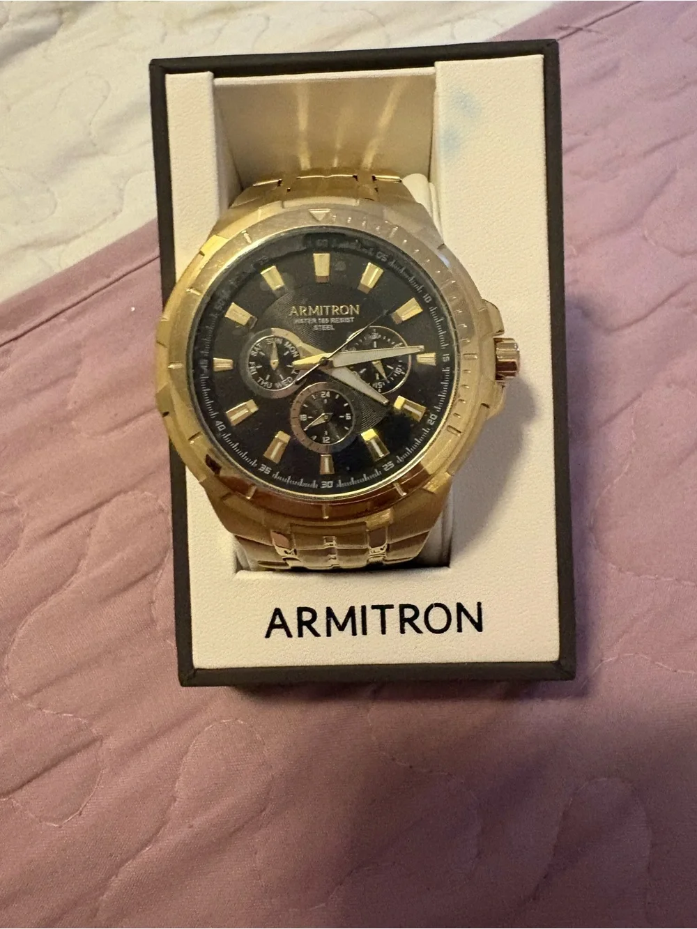 Armitron Gold and Black Men's Chronograph Bracelet Watch